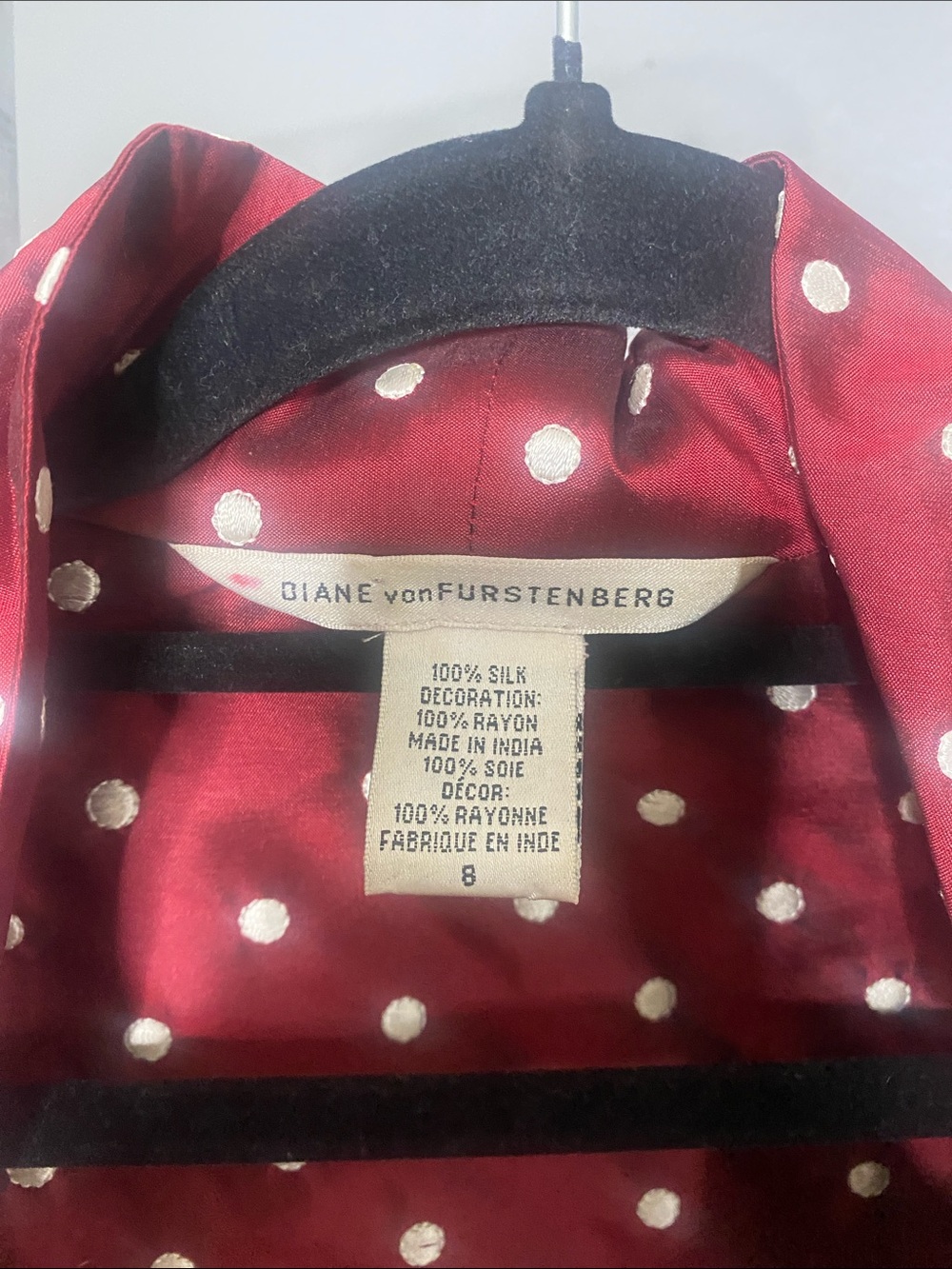 "The Betty" Diane von Furstenberg Silk Tafetta Wrap Dress Sz 8 - Picture 5 of 7